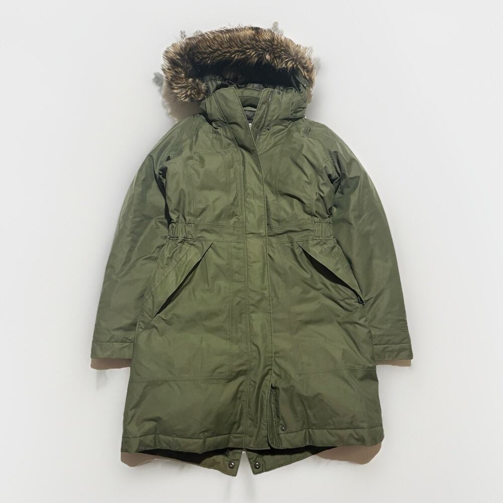 The North Face Hyvent Green Coat Faux Fur Hood Women’s Size Small